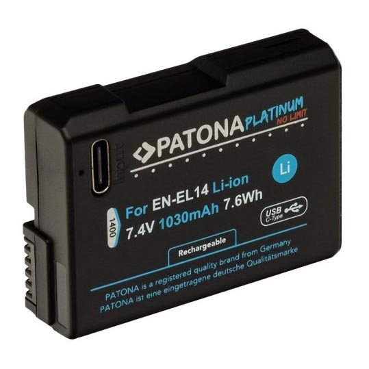 PATONA - Aku Nikon EN-EL14/EN-EL14A 1030mAh Li-Ion Platinum USB-C nabíjanie