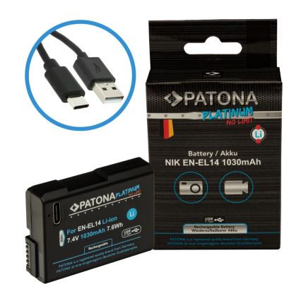 PATONA - Aku Nikon EN-EL14/EN-EL14A 1030mAh Li-Ion Platinum USB-C nabíjanie