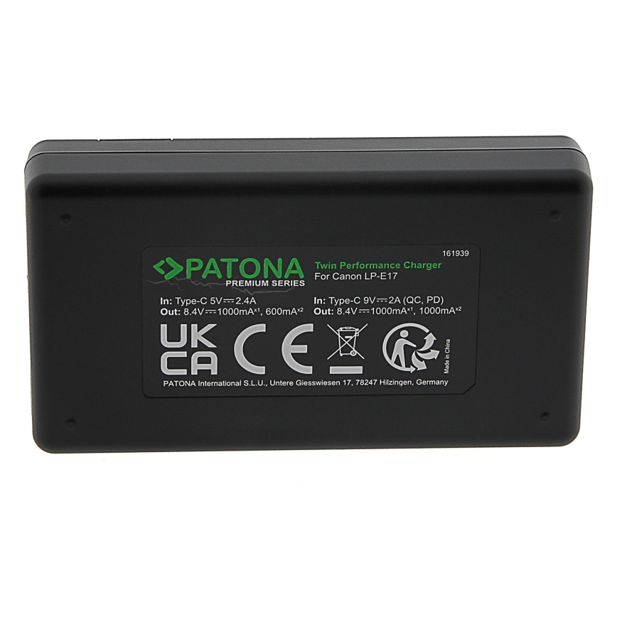 PATONA - Rýchlonabíjačka Dual Canon LP-E17 + kábel USB-C 0,6m