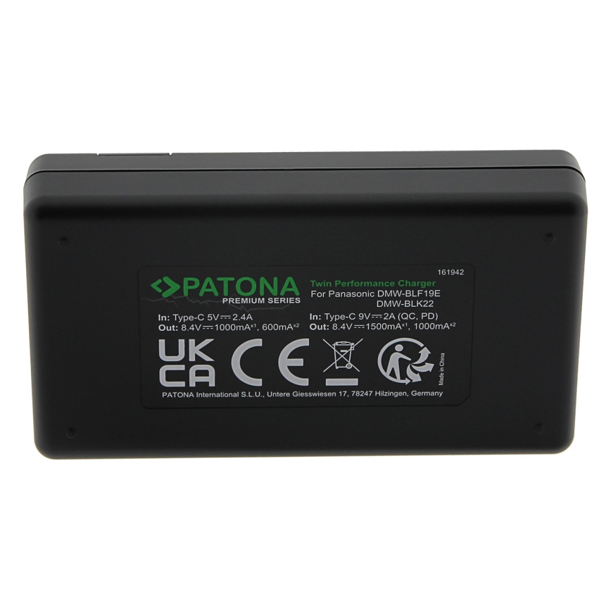 PATONA - Rýchlonabíjačka Dual Panasonic DMW-BLF19 + kábel USB-C 0,6m