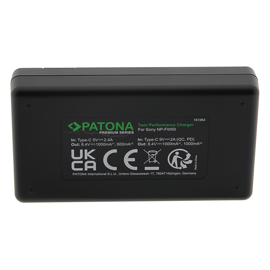 PATONA - Rýchlonabíjačka Dual Sony NP-FW50 + kábel USB-C 0,6m