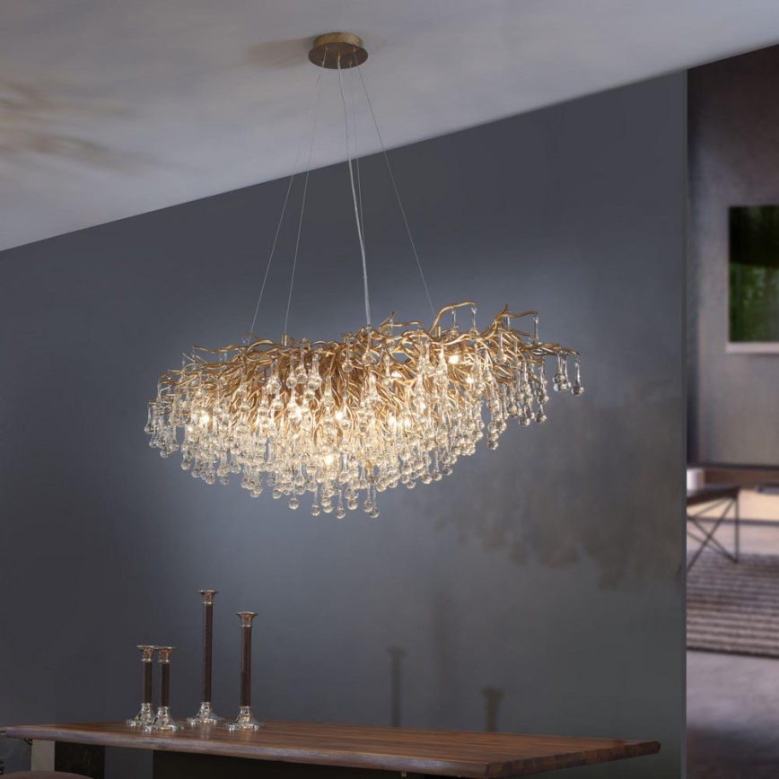 Paul Neuhaus 2031-11 - Luster na lanku ICICLE 15xG9/40W/230V 75x150 cm mosadz