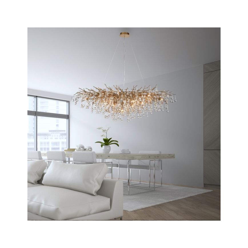 Paul Neuhaus 2031-11 - Luster na lanku ICICLE 15xG9/40W/230V 75x150 cm mosadz