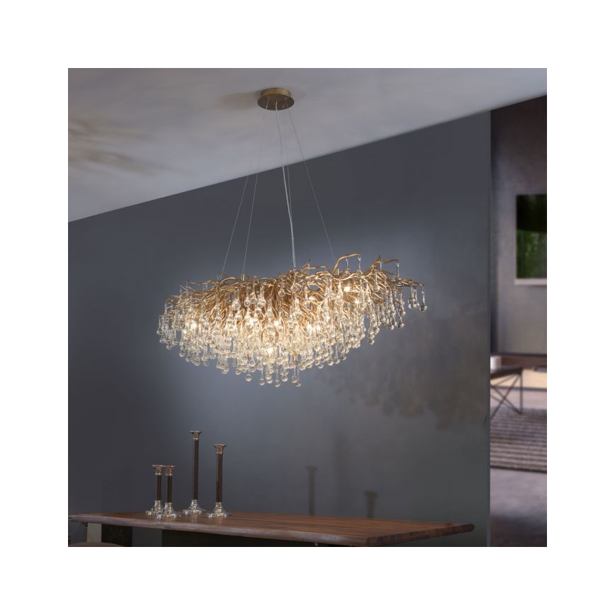 Paul Neuhaus 2031-11 - Luster na lanku ICICLE 15xG9/40W/230V 75x150 cm mosadz