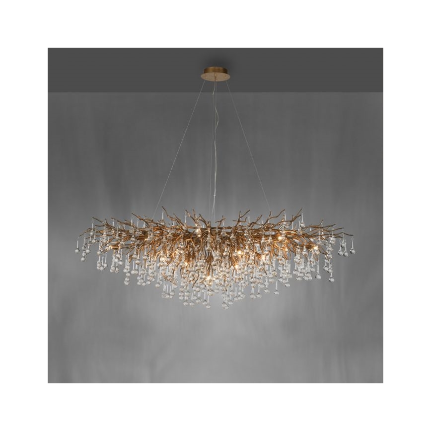 Paul Neuhaus 2031-11 - Luster na lanku ICICLE 15xG9/40W/230V 75x150 cm mosadz