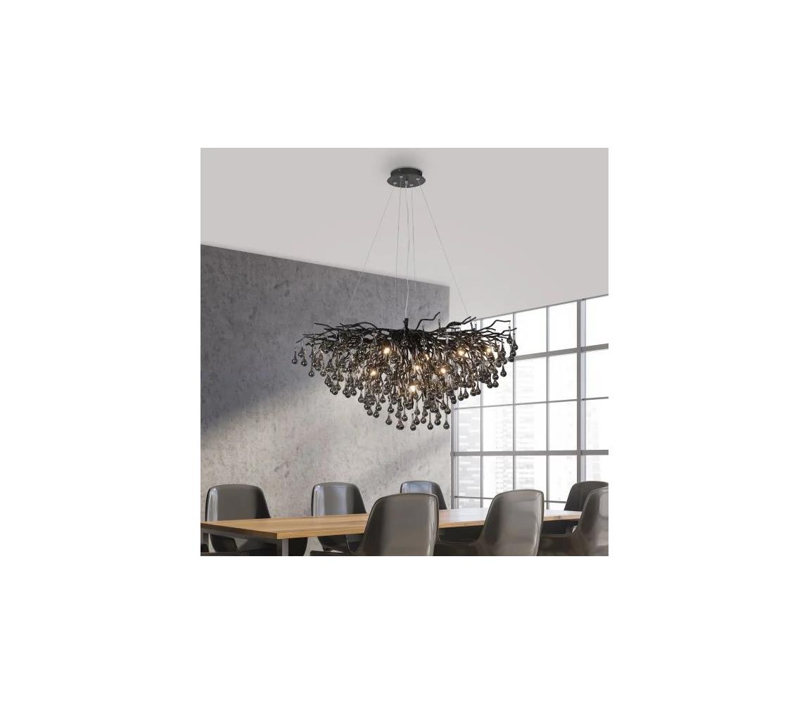 Paul Neuhaus 2192-18 - Závesný luster na lanku ICICLE 10xG9/40W/230V 50x100 cm čierna 2192-18
