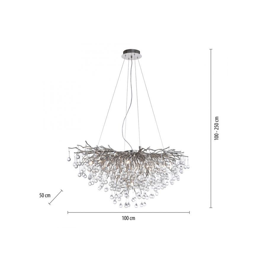 Paul Neuhaus 2192-55 - Luster na lanku ICICLE 10xG9/40W/230V 50x100 cm lesklý chróm