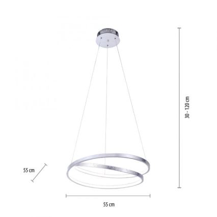 Paul Neuhaus 2472-21 - LED Stmievateľný luster na lanku ROMAN LED/30W/230V lesklý chróm