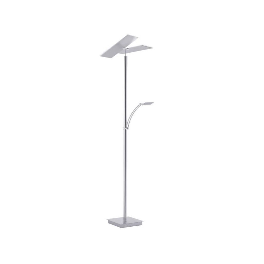 Stojacia lampa s dvoma svetlami. Hlavné svetlo je ploché, horné. Druhé svetlo je menšie, bočné, na výsuvnom rameni. Stojí na štvorcovej základni.
