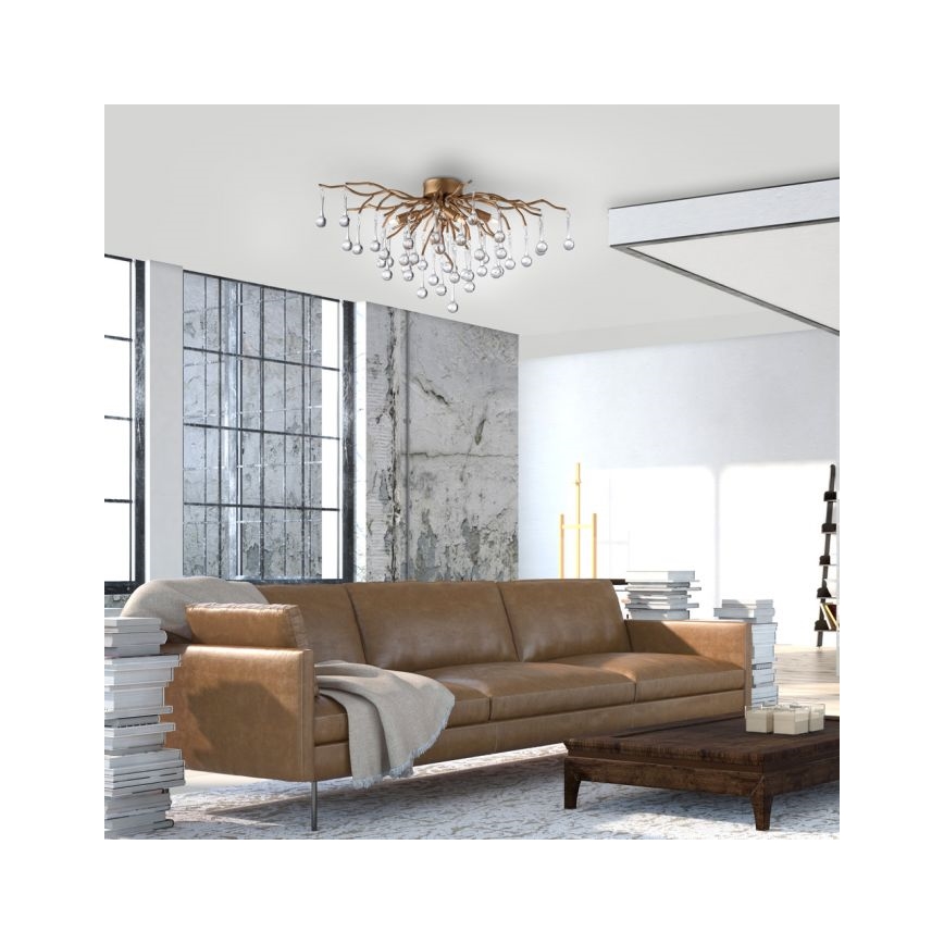 Paul Neuhaus 8090-11 - Prisadený luster ICICLE 4xG9/40W/230V 30x60 cm mosadz