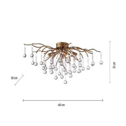 Paul Neuhaus 8090-11 - Prisadený luster ICICLE 4xG9/40W/230V 30x60 cm mosadz