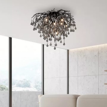 Paul Neuhaus 8091-18 - Prisadený luster ICICLE 9xG9/40W/230V priemer 50 cm čierny