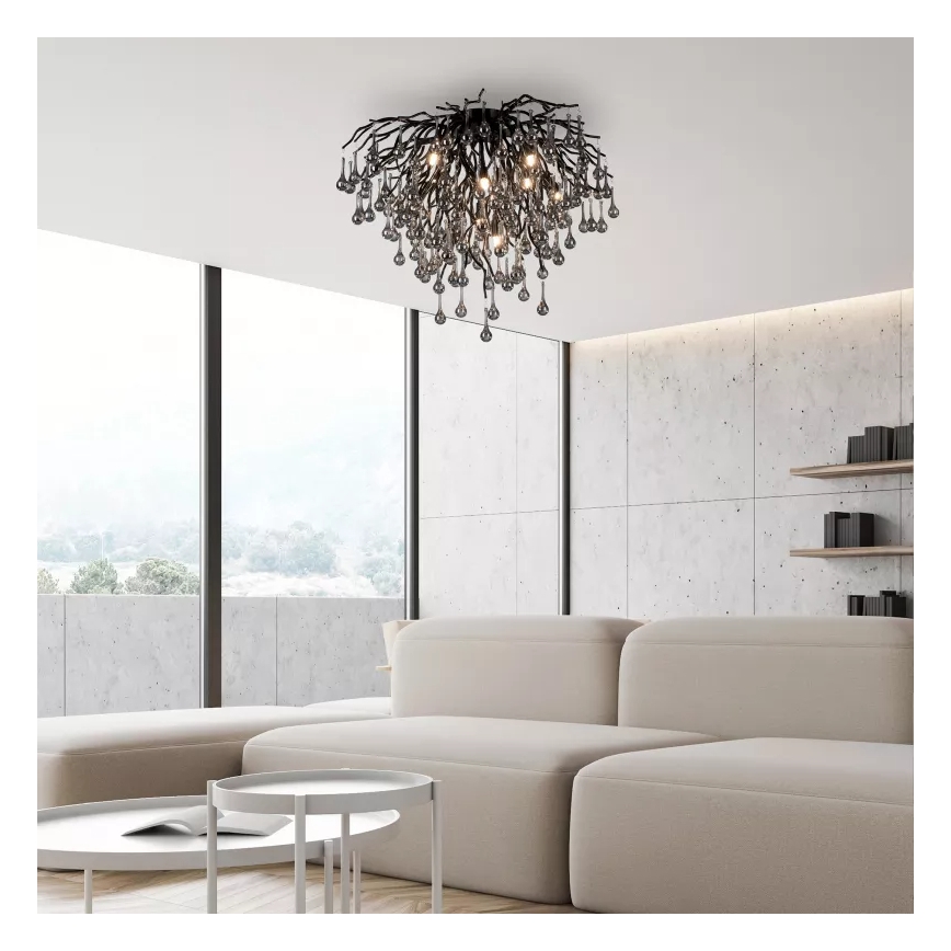 Paul Neuhaus 8091-18 - Prisadený luster ICICLE 9xG9/40W/230V priemer 50 cm čierny