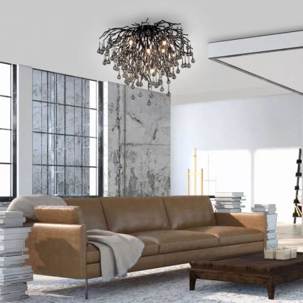 Paul Neuhaus 8091-18 - Prisadený luster ICICLE 9xG9/40W/230V priemer 50 cm čierny