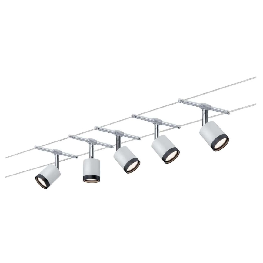 Paulmann 3981 - Súprava 5xLED/4W Kompletný lanový systém TUBE 230V matný chróm/čierna