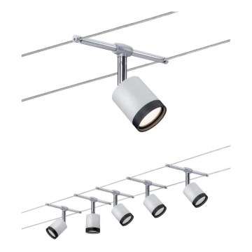 Paulmann 3981 - Súprava 5xLED/4W Kompletný lanový systém TUBE 230V matný chróm/čierna