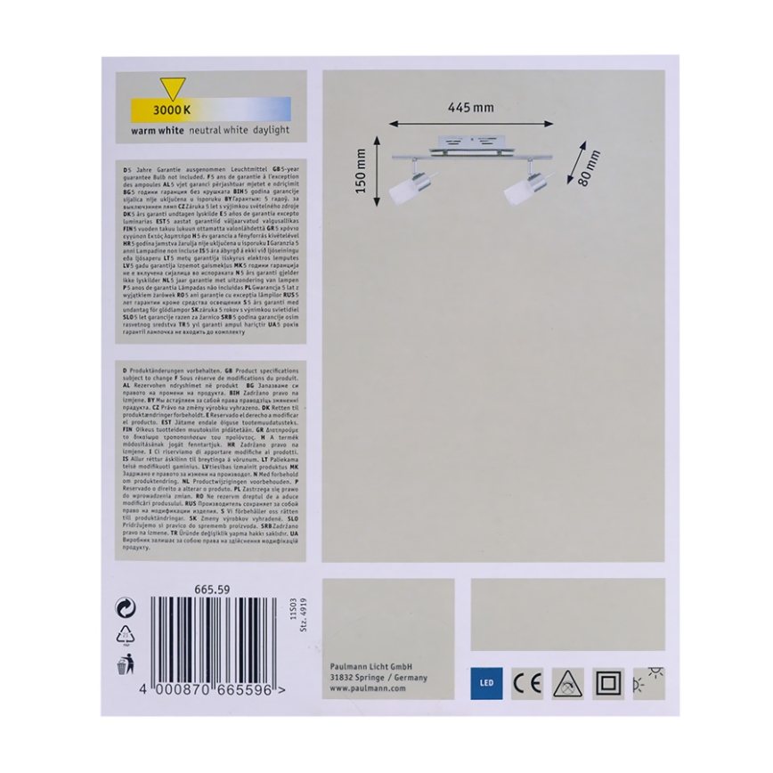 Paulmann 66559 - LED Bodové svietidlo ZYLED 2xLED/3W/230V