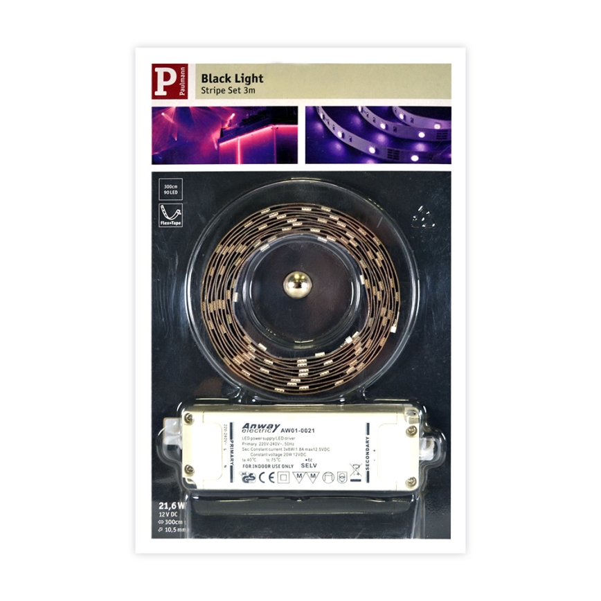 Paulmann 70329 - LED Pásik BLACKLIGHT LED/18W/230/12V 3m