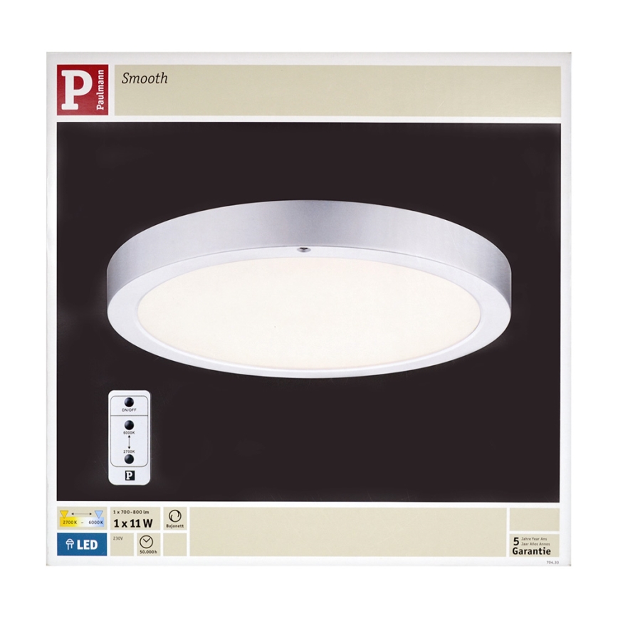 Paulmann 70433 - LED/11W Stmievateľné stropné svietidlo SMOOTH 230V + diaľkové ovládanie