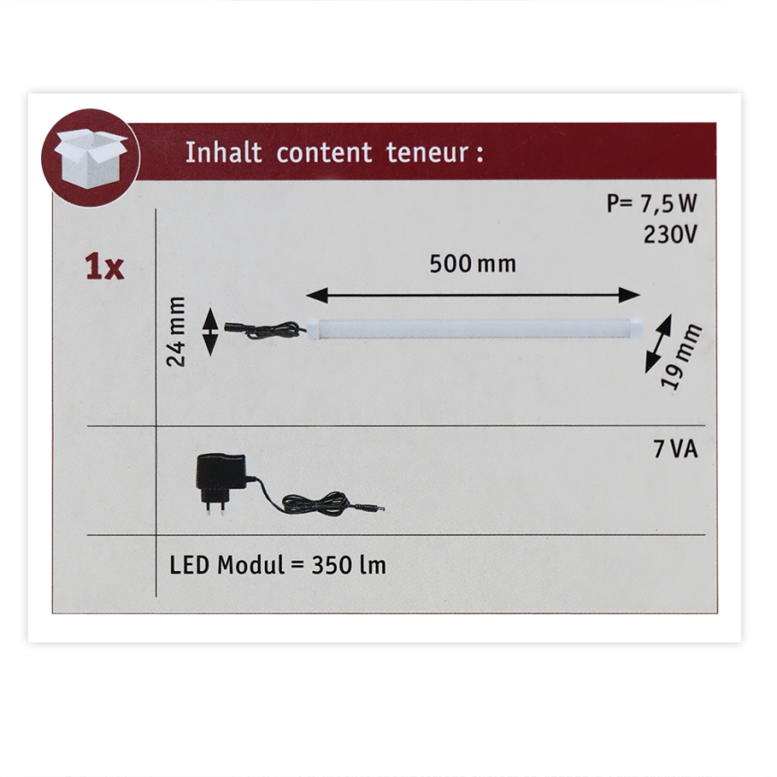 Paulmann 70449 - LED/5,5W Podlinkové svietidlo CUBE LINE 230V 50 cm