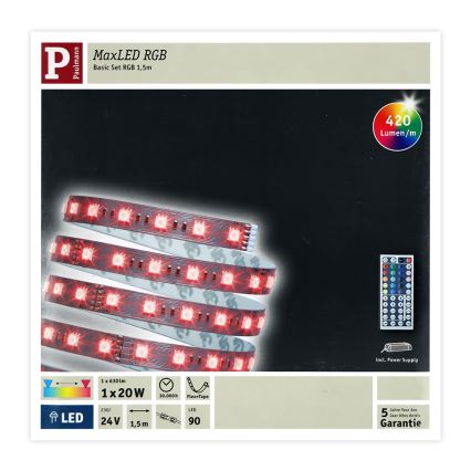 Paulmann 70587 - LED RGB/20W Stmievateľný pásik MAXLED 1,5m 230V + diaľkové ovládanie