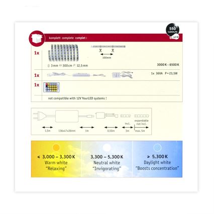 Paulmann 70624 - LED/20W Stmievateľný pás MAXLED 3m 230V + diaľkové ovládanie