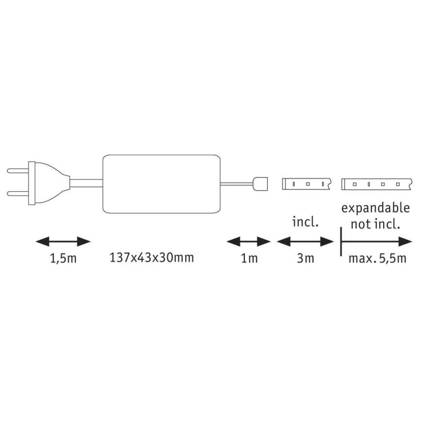 Paulmann 70666 - LED/20W IP44 Stmievateľný kúpeľňový pásik MAXLED 3 m 2700K 230V