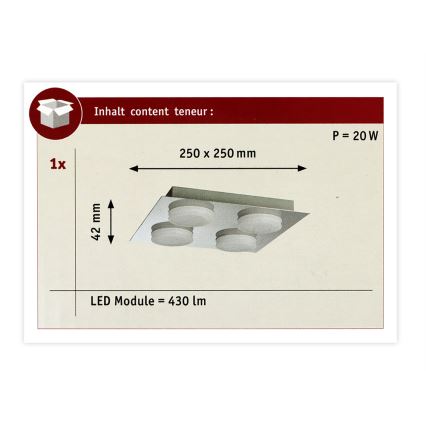 Paulmann 70875 - 4xLED/5W IP23 Kúpeľňové stropné svietidlo DORADUS 230V