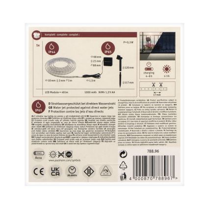 Paulmann 78896 - LED/0,3W IP44 Solárny pásik 3m 1,2V 1000 mAh