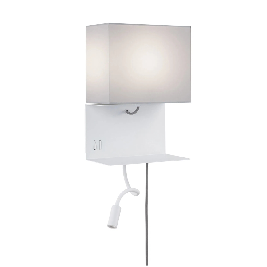 Paulmann 78913 - LED/2,5W + 1xE27/40W Nástenné svietidlo s poličkou a USB MERANI 230V biela