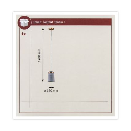 Paulmann 79617 - 1xE27/20W Luster na lanku NEORDIC STIG 230V