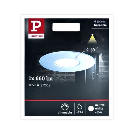 Paulmann 79669 - LED/5,3W IP44 Stmievateľné kúpeľňové podhľadové svietidlo HOUSE 230V