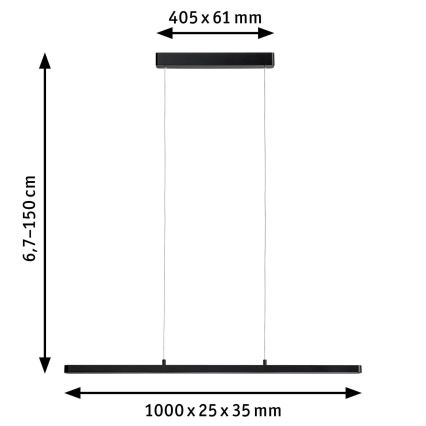 Paulmann 79693 - LED/42W Stmievateľný luster na lanku LENTO 230V čierna