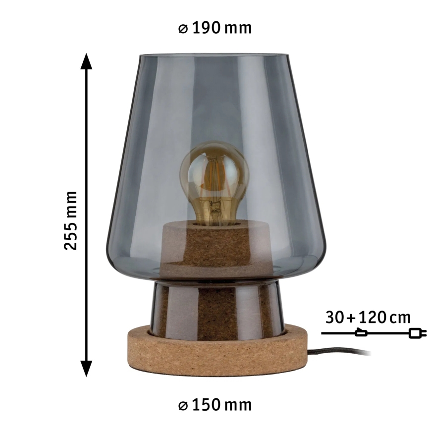 Paulmann 79736 - 1xE27/20W Stolná lampa IBEN 230V dymová