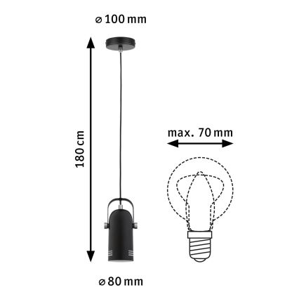 Paulmann 79766 - LED RGBW 1xE27/12W Luster na lankách LAVEA 230V čierny