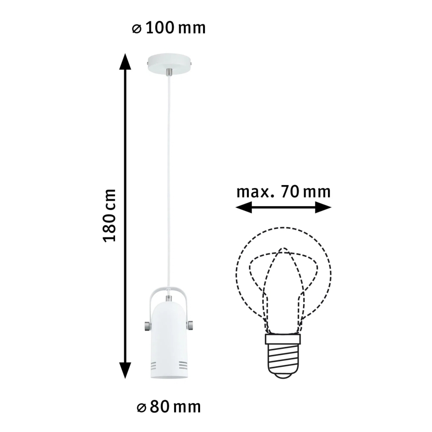 Paulmann 79767 - LED 1xE27/8W Luster na lankách LAVEA 230V biela