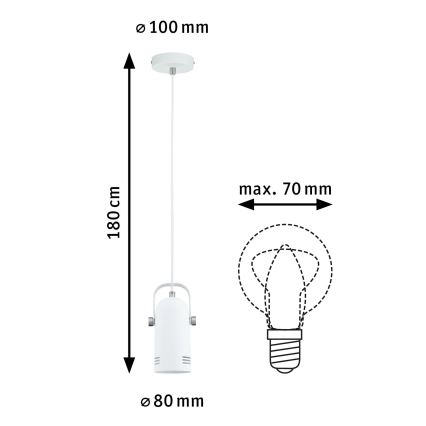 Paulmann 79767 - LED RGBW 1xE27/12W Závesný luster na lanku LAVEA 230V biela