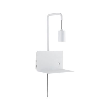 Paulmann 79812 - 1xE27/40W Nástenné svietidlo CALVANI s policou a USB, 230V, biele