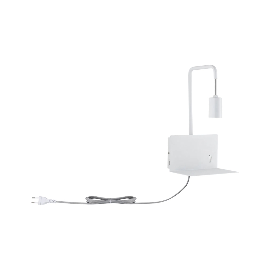Paulmann 79812 - 1xE27/40W Nástenné svietidlo CALVANI s policou a USB, 230V, biele