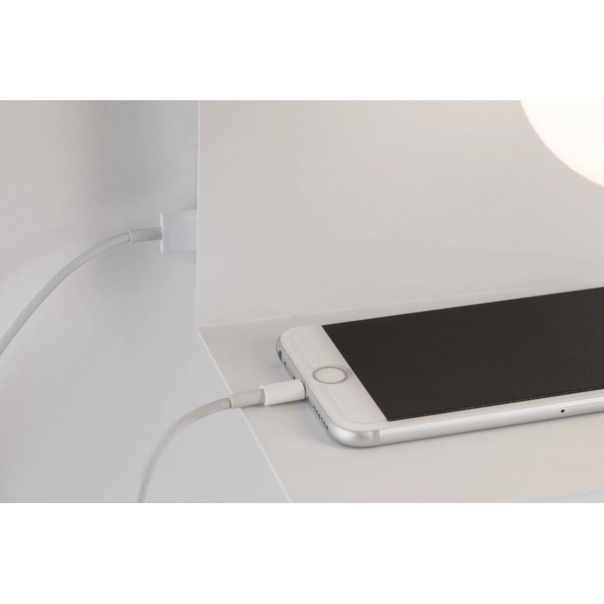 Paulmann 79812 - 1xE27/40W Nástenné svietidlo CALVANI s policou a USB, 230V, biele