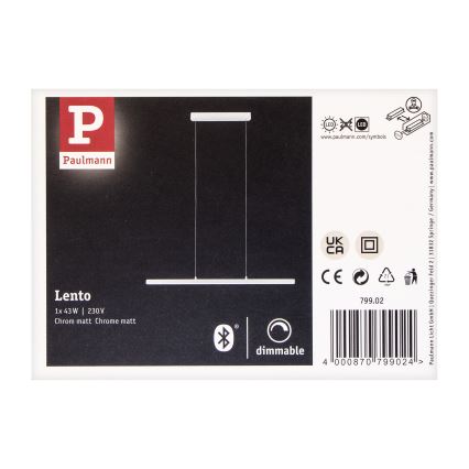 Paulmann 79902 - LED/43W Stmievateľný luster na lanku SMART LENTO 230V 2700-6000K