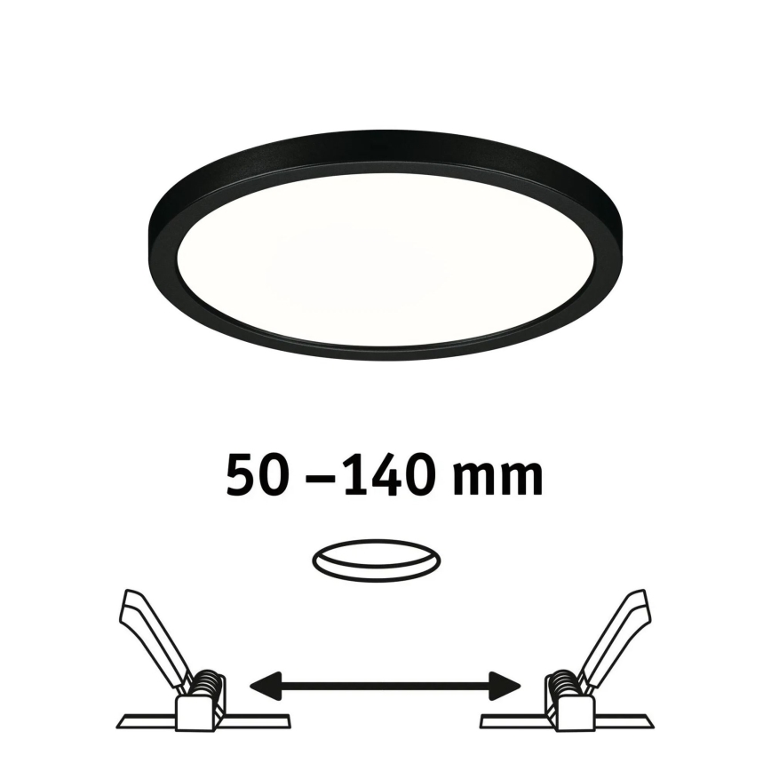 Paulmann 79965 - LED/13W IP44 Stmievateľné kúpeľňové zapustené svietidlo AREO 230V pr. 17,5 cm čierna