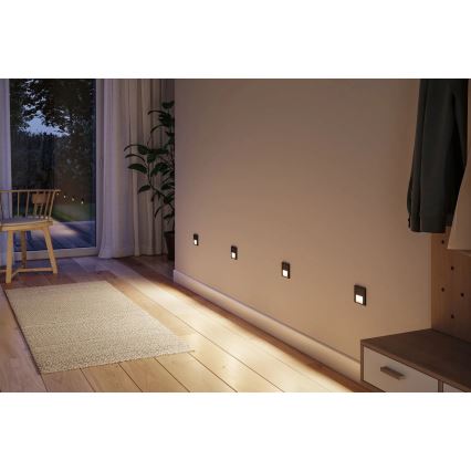 Paulmann 80004 - LED/1W Schodiskové svietidlo so senzorom TSARO 230V Lead/čierna