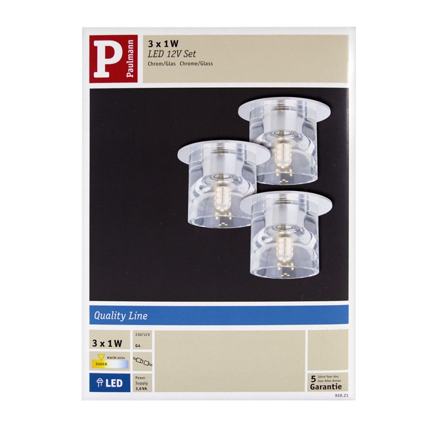 Paulmann 92021 - SET 3xLED Podhľadové svietidlo QUALITY LINE 3xG4-LED/1W/230/12V