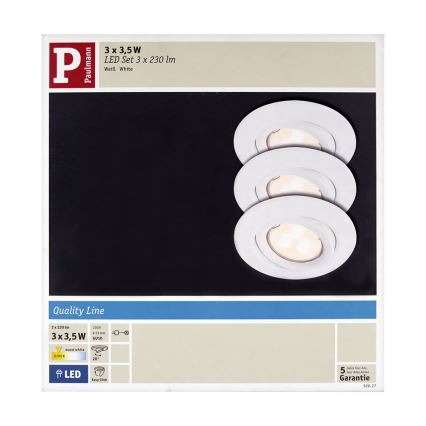 Paulmann 92027 - SET 3x LED Podhľadové svietidlo QUALITY LINE 3xGU10-LED/3,5W