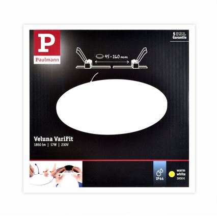 Paulmann 92389 - LED/17W IP44 Kúpeľňové podhľadové svietidlo VARIFIT 230V