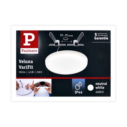 Paulmann 92390 - LED/4,5W IP44 Kúpeľňové podhľadové svietidlo VARIFIT 230V