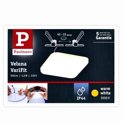 Paulmann 92393 - LED/4,5W IP44 Kúpeľňové podhľadové svietidlo VARIFIT 230V