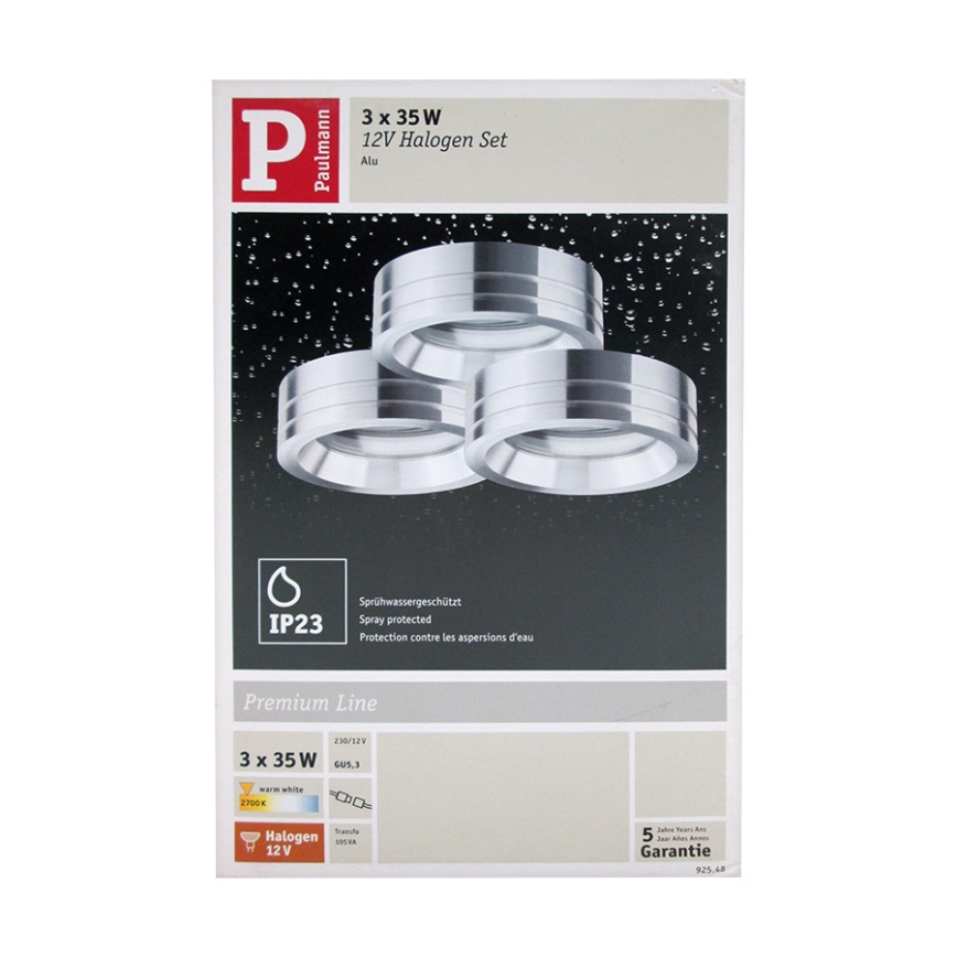 Paulmann 92548 - SET 3x Podhľadové svietidlo PREMIUM LINE 3xGU5,3/35W/230V/12V