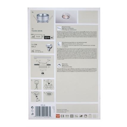 Paulmann 92548 - SET 3x Podhľadové svietidlo PREMIUM LINE 3xGU5,3/35W/230V/12V